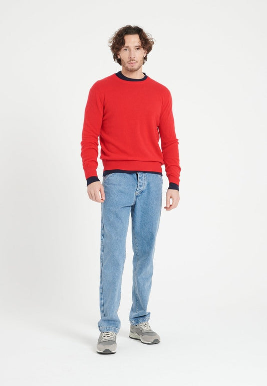 Pull col rond cachemire rouge homme - LUKE 2-1