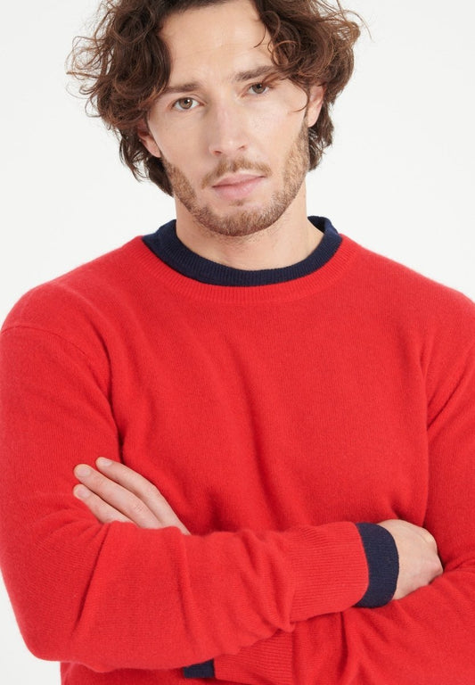 Pull col rond cachemire rouge homme - LUKE 2-0