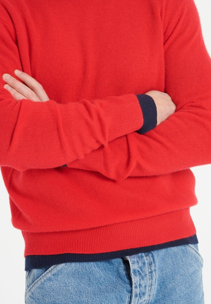Pull col rond cachemire rouge homme - LUKE 2-2