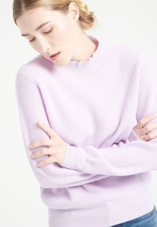 Pull col montant cachemire lilas femme - MIA 1-0