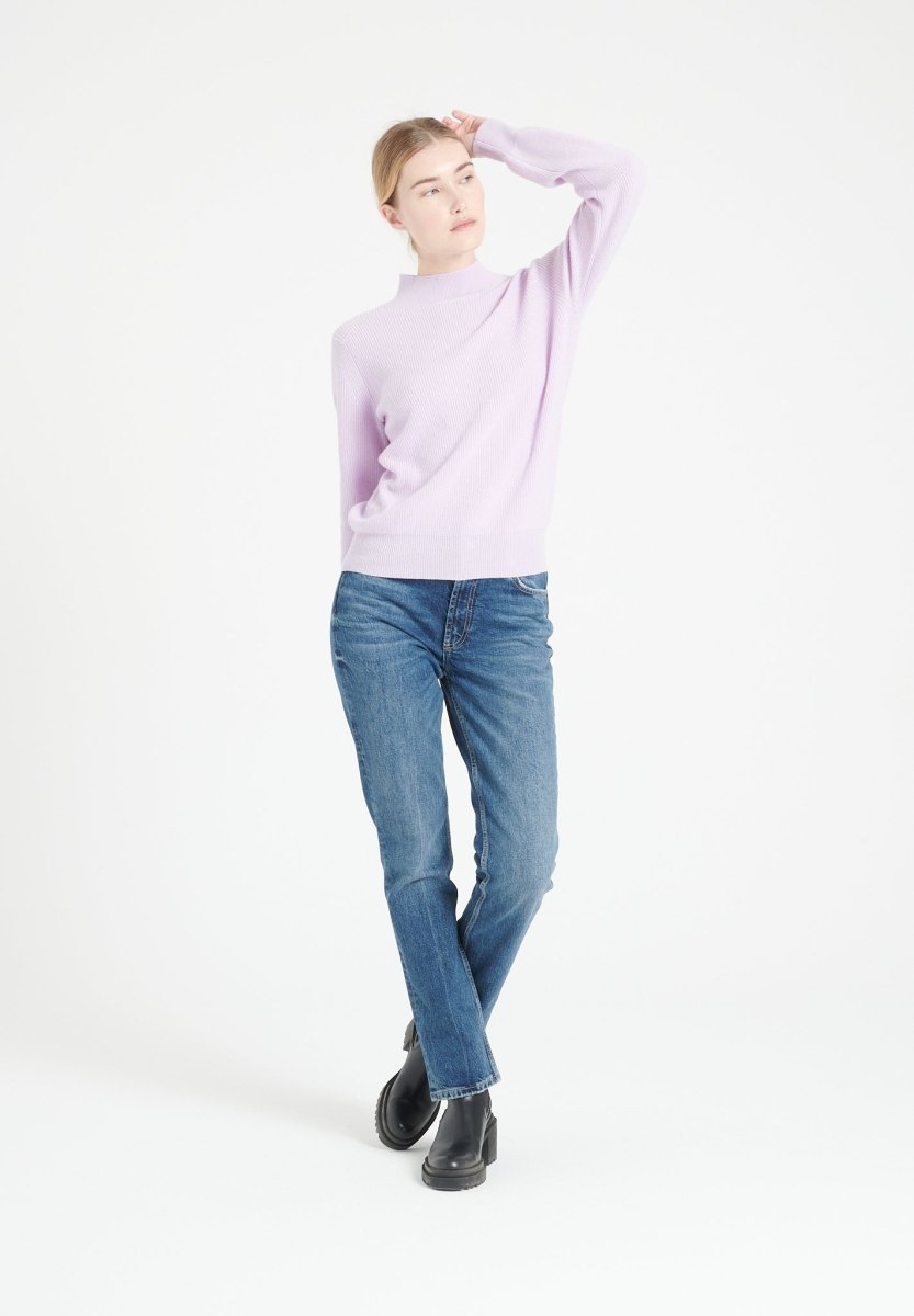 Pull col montant cachemire lilas femme - MIA 1-3