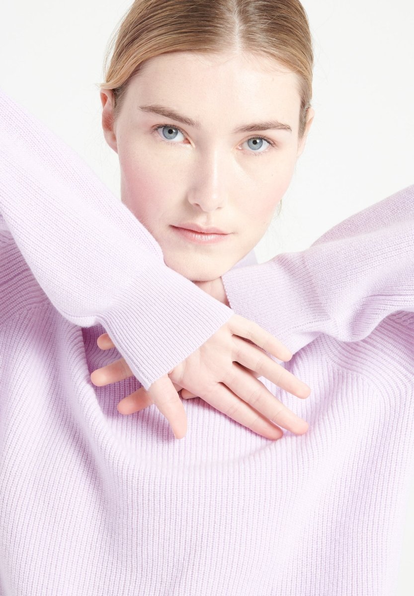 Pull col montant cachemire lilas femme - MIA 1-2