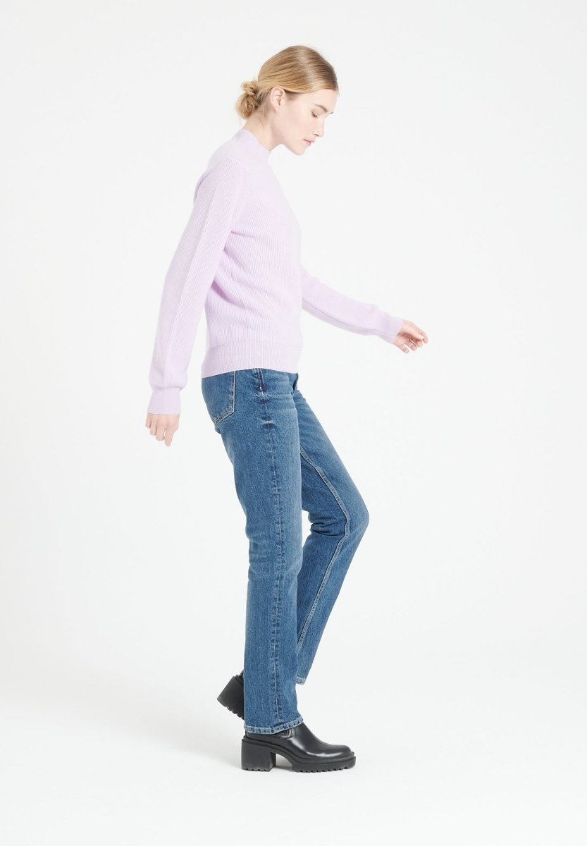 Pull col montant cachemire lilas femme - MIA 1-4